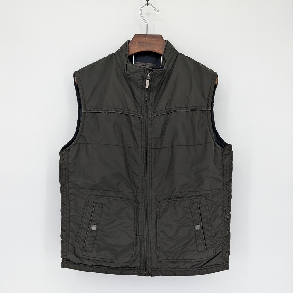 Massimo Dutti Reversible Quilted Vest XL Navy Olive